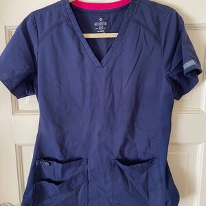 Med Couture Deep Blue Scrub Top